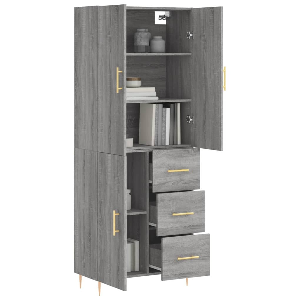 Highboard Grey Sonoma 69.5x34x180 cm Engineered Wood