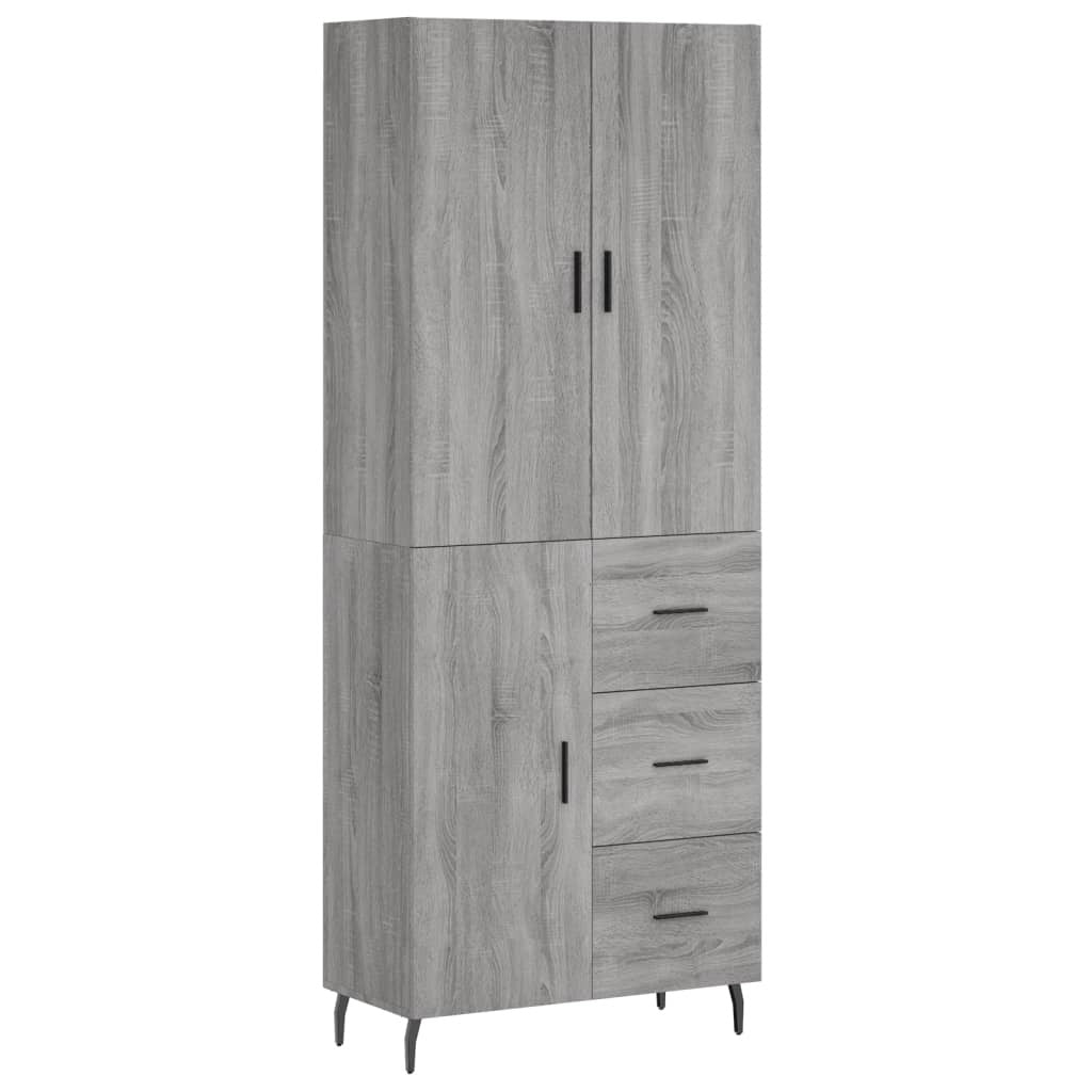 Highboard Grey Sonoma 69.5x34x180 cm Engineered Wood