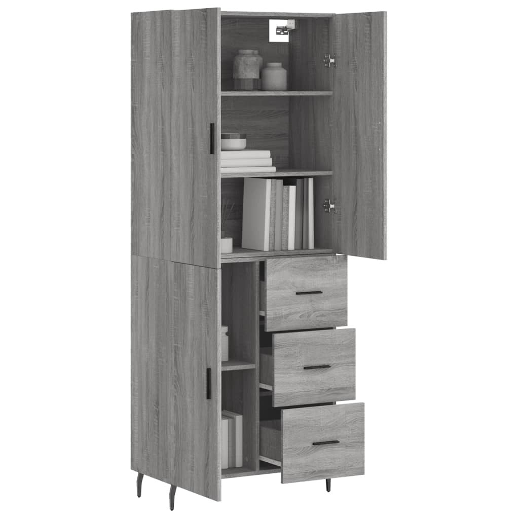 Highboard Grey Sonoma 69.5x34x180 cm Engineered Wood