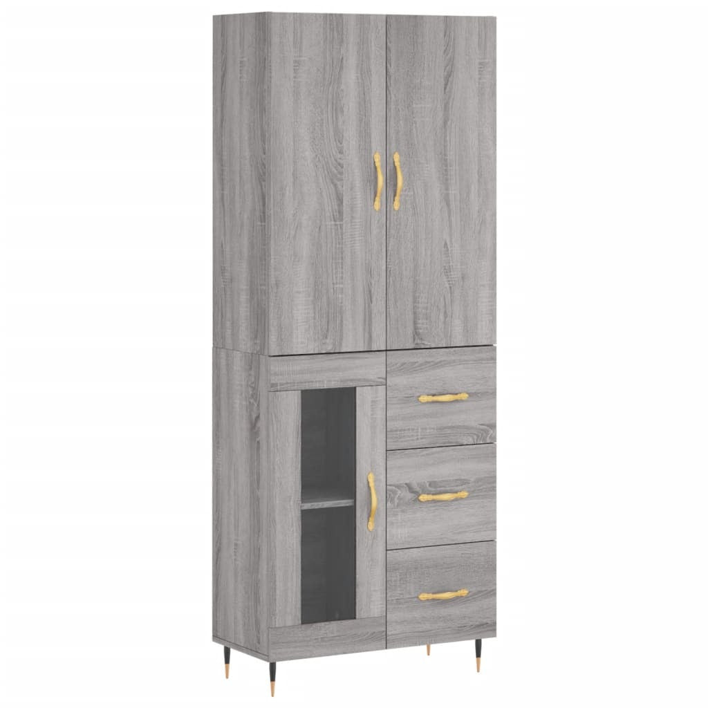 Highboard Grey Sonoma 69.5x34x180 cm Engineered Wood