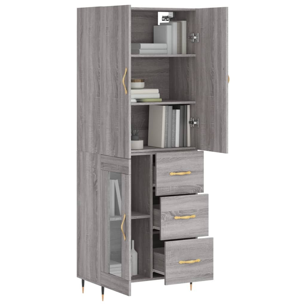 Highboard Grey Sonoma 69.5x34x180 cm Engineered Wood