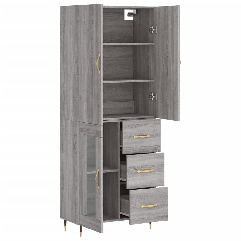 Highboard Grey Sonoma 69.5x34x180 cm Engineered Wood