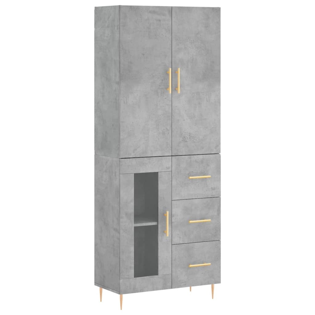 Highboard Concrete Grey 69.5x34x180 cm Engineered Wood