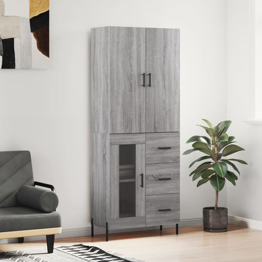 Highboard Grey Sonoma 69.5x34x180 cm Engineered Wood