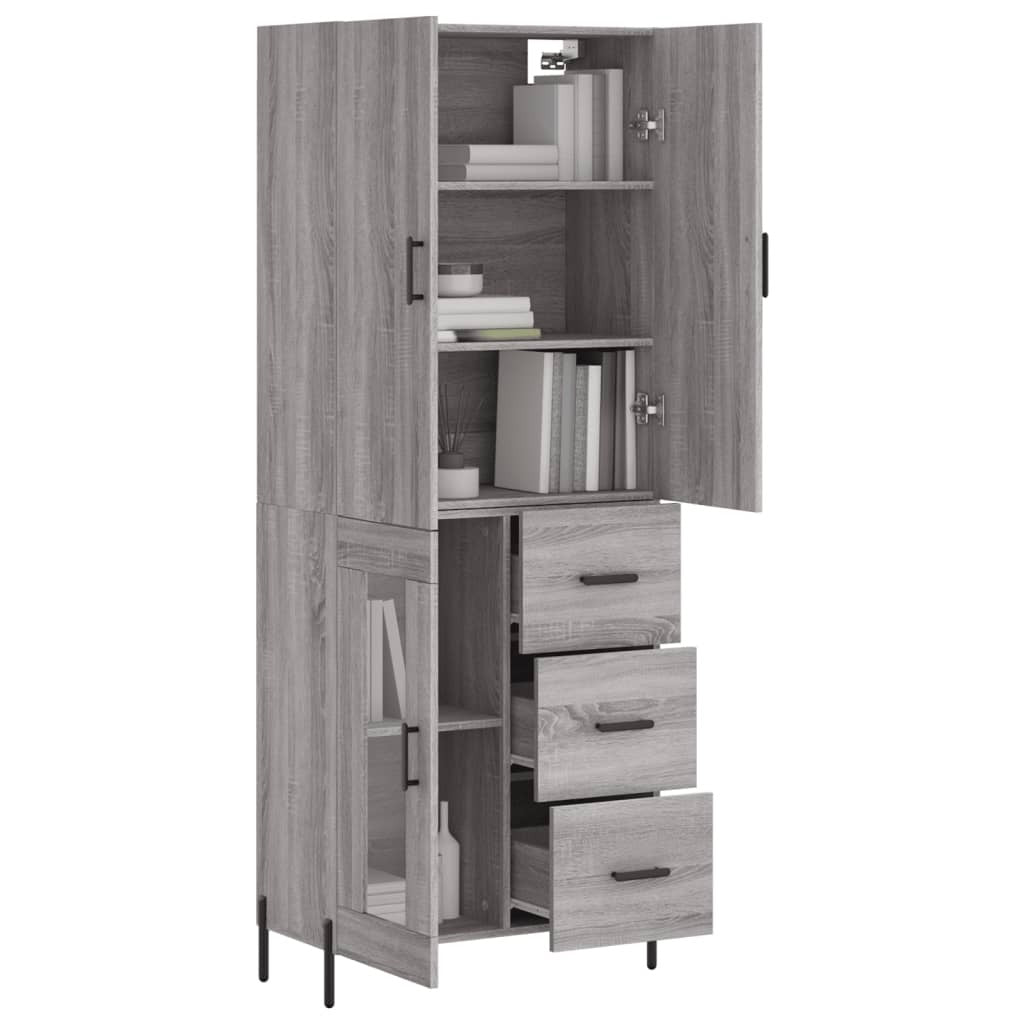 Highboard Grey Sonoma 69.5x34x180 cm Engineered Wood
