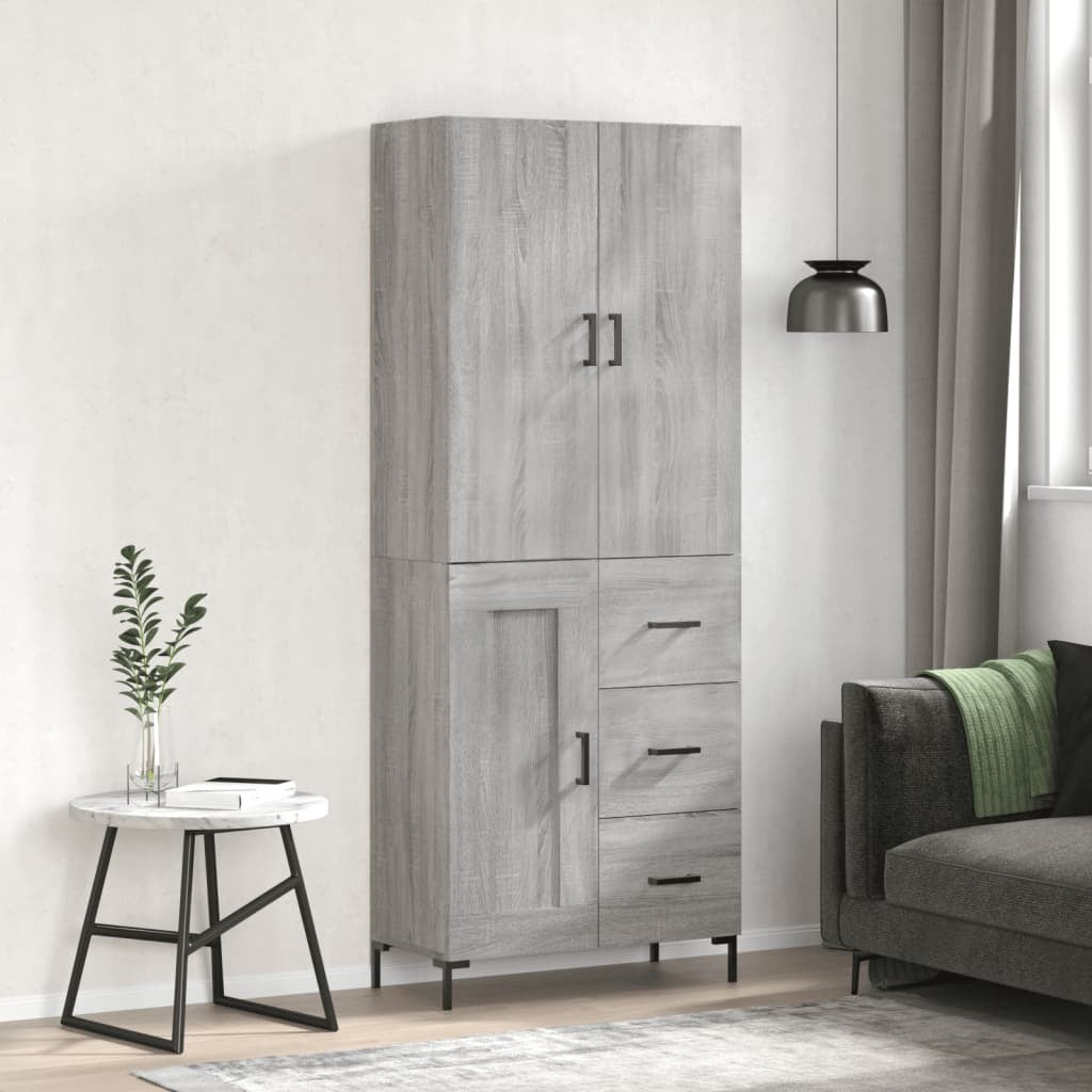 Highboard Grey Sonoma 69.5x34x180 cm Engineered Wood