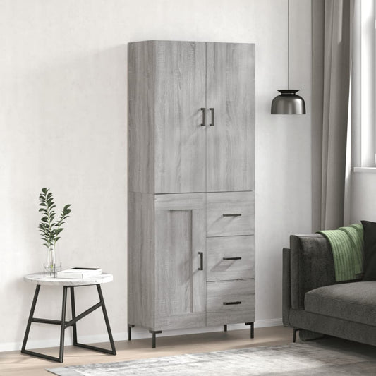 Highboard Grey Sonoma 69.5x34x180 cm Engineered Wood
