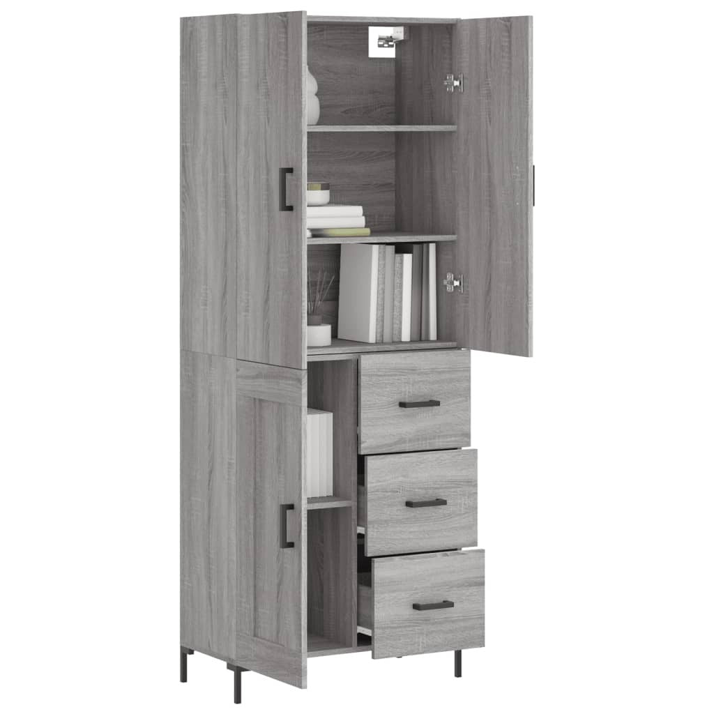 Highboard Grey Sonoma 69.5x34x180 cm Engineered Wood