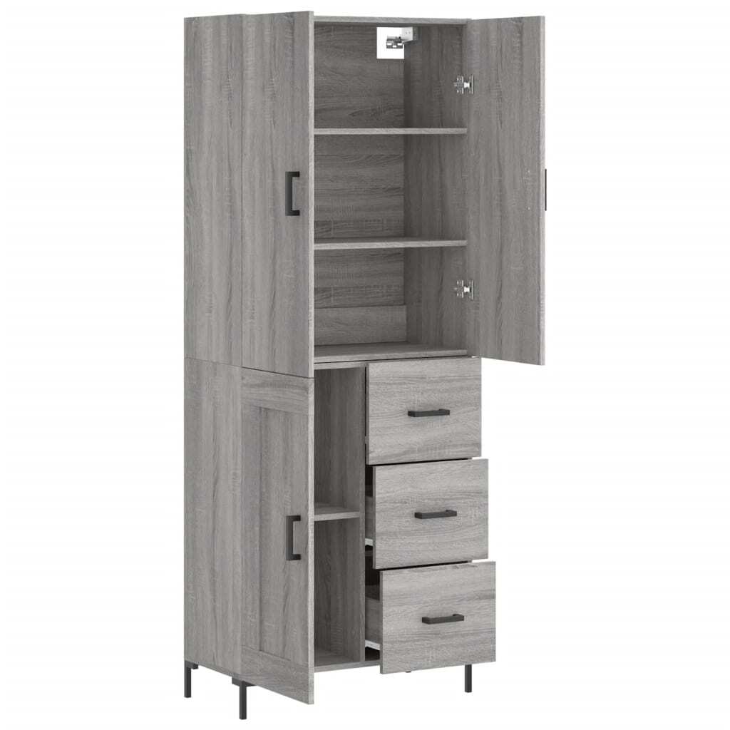 Highboard Grey Sonoma 69.5x34x180 cm Engineered Wood