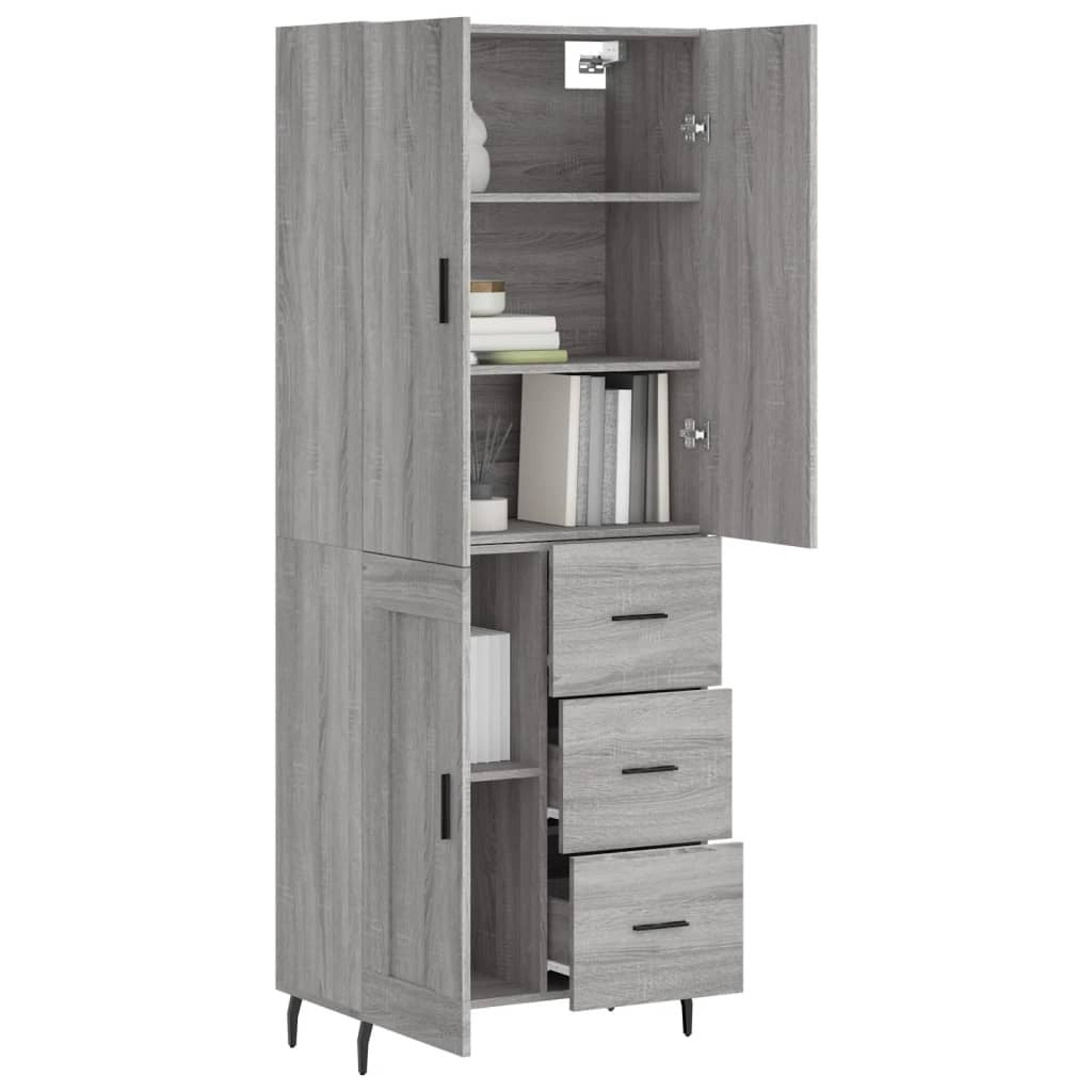 Highboard Grey Sonoma 69.5x34x180 cm Engineered Wood