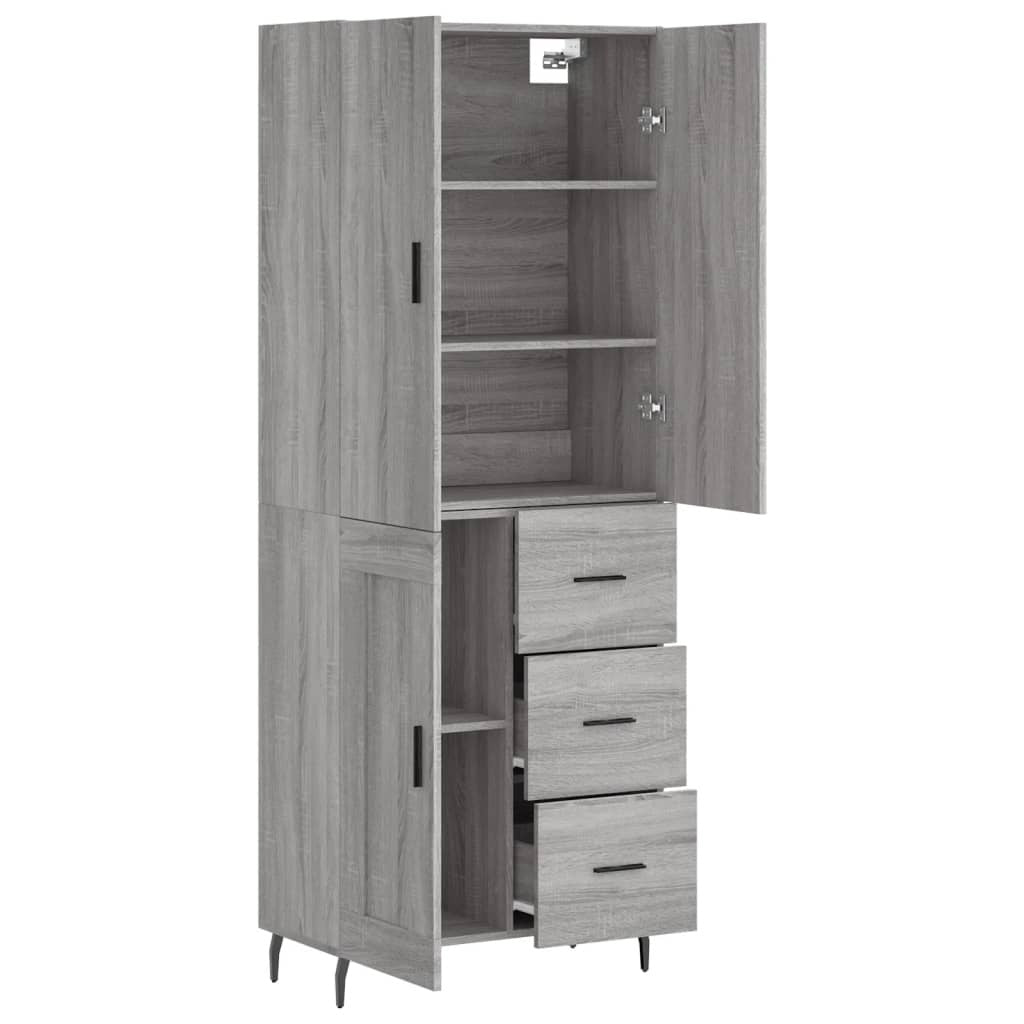 Highboard Grey Sonoma 69.5x34x180 cm Engineered Wood