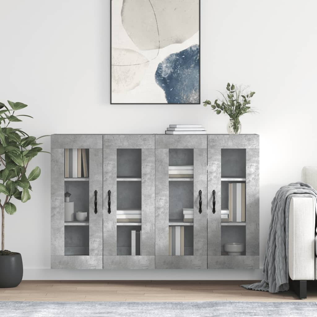 Wall Mounted Cabinets 2 pcs Concrete Grey Engineered Wood