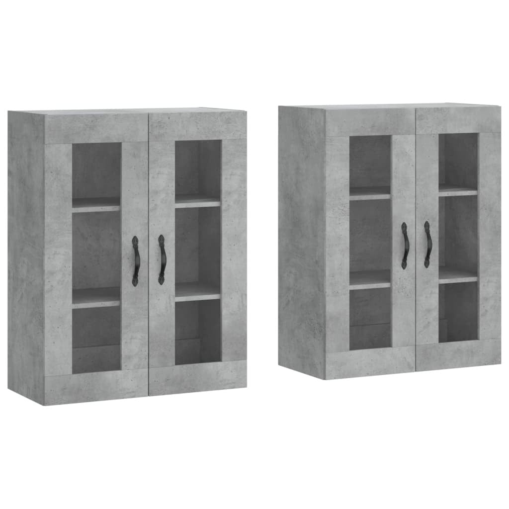 Wall Mounted Cabinets 2 pcs Concrete Grey Engineered Wood