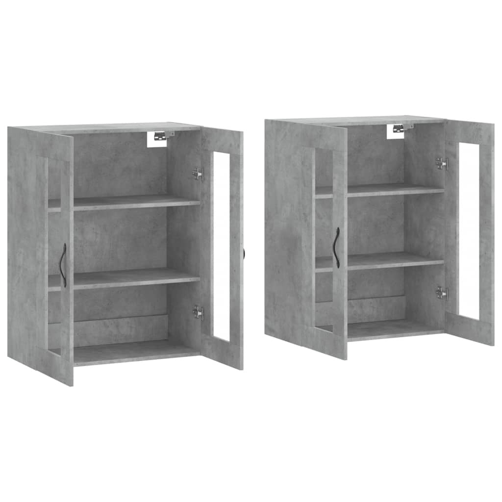 Wall Mounted Cabinets 2 pcs Concrete Grey Engineered Wood