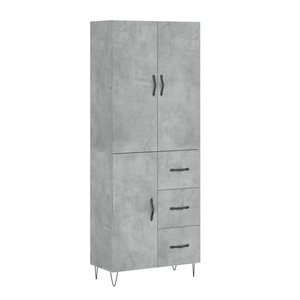 Highboard Concrete Grey 69.5x34x180 cm Engineered Wood