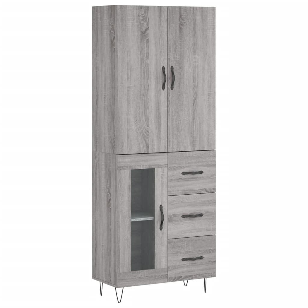 Highboard Grey Sonoma 69.5x34x180 cm Engineered Wood