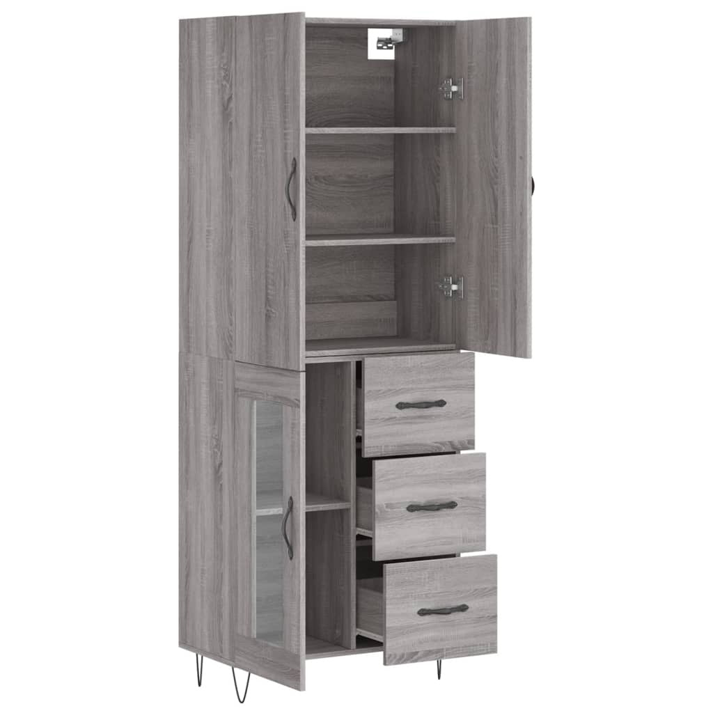 Highboard Grey Sonoma 69.5x34x180 cm Engineered Wood