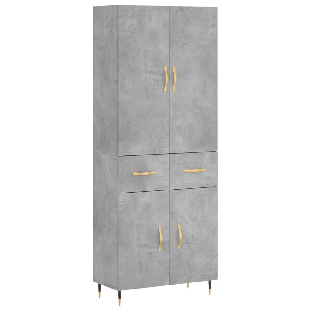 Highboard Concrete Grey 69.5x34x180 cm Engineered Wood