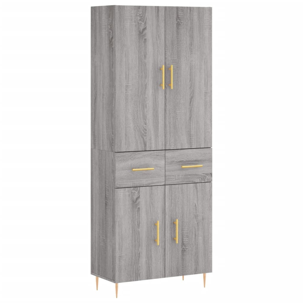 Highboard Grey Sonoma 69.5x34x180 cm Engineered Wood