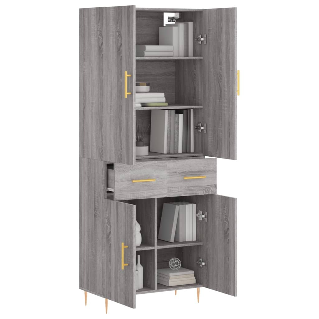 Highboard Grey Sonoma 69.5x34x180 cm Engineered Wood