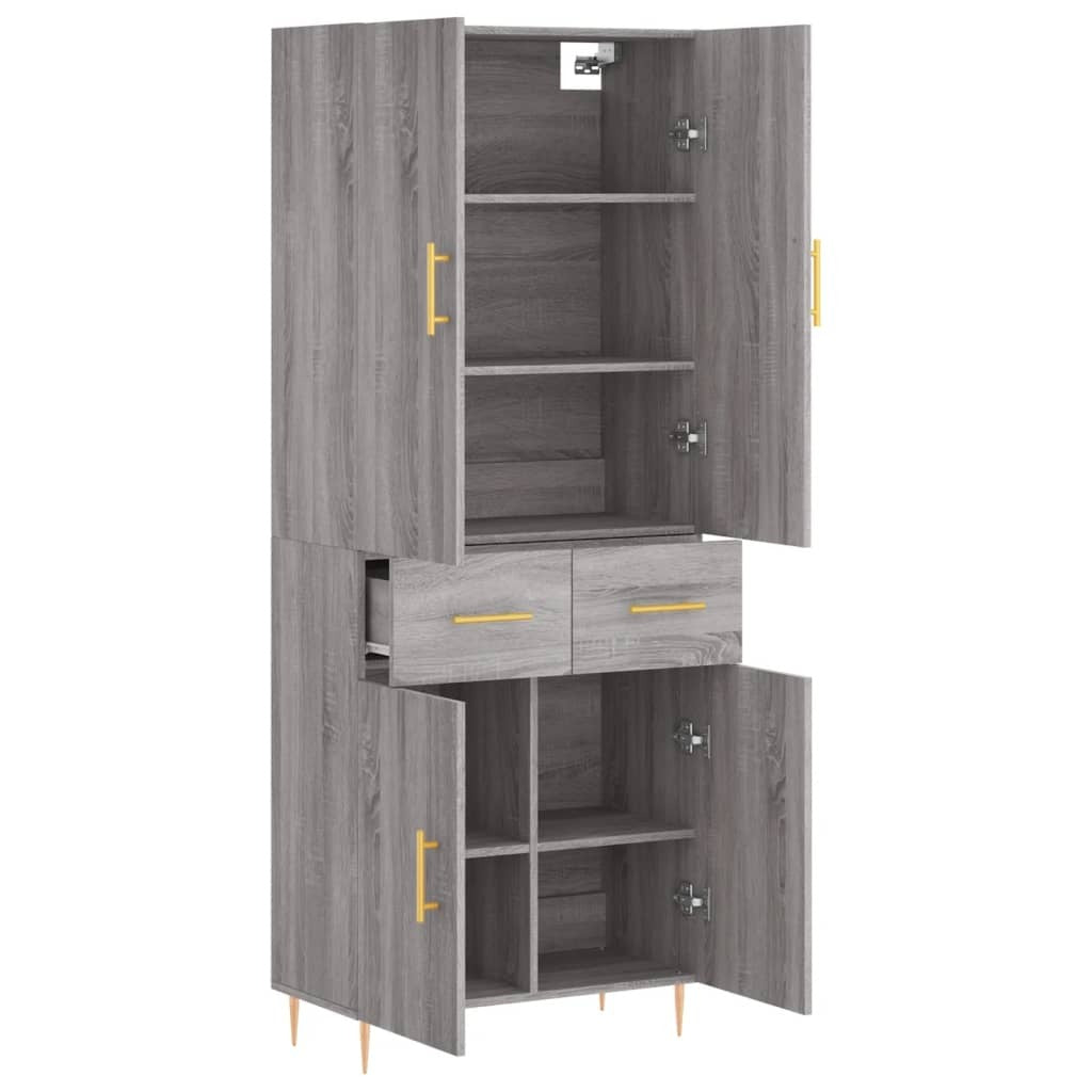 Highboard Grey Sonoma 69.5x34x180 cm Engineered Wood