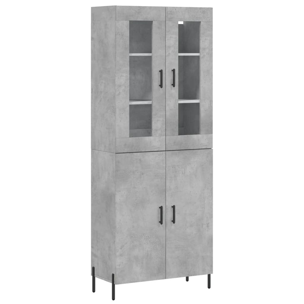 Highboard Concrete Grey 69.5x34x180 cm Engineered Wood