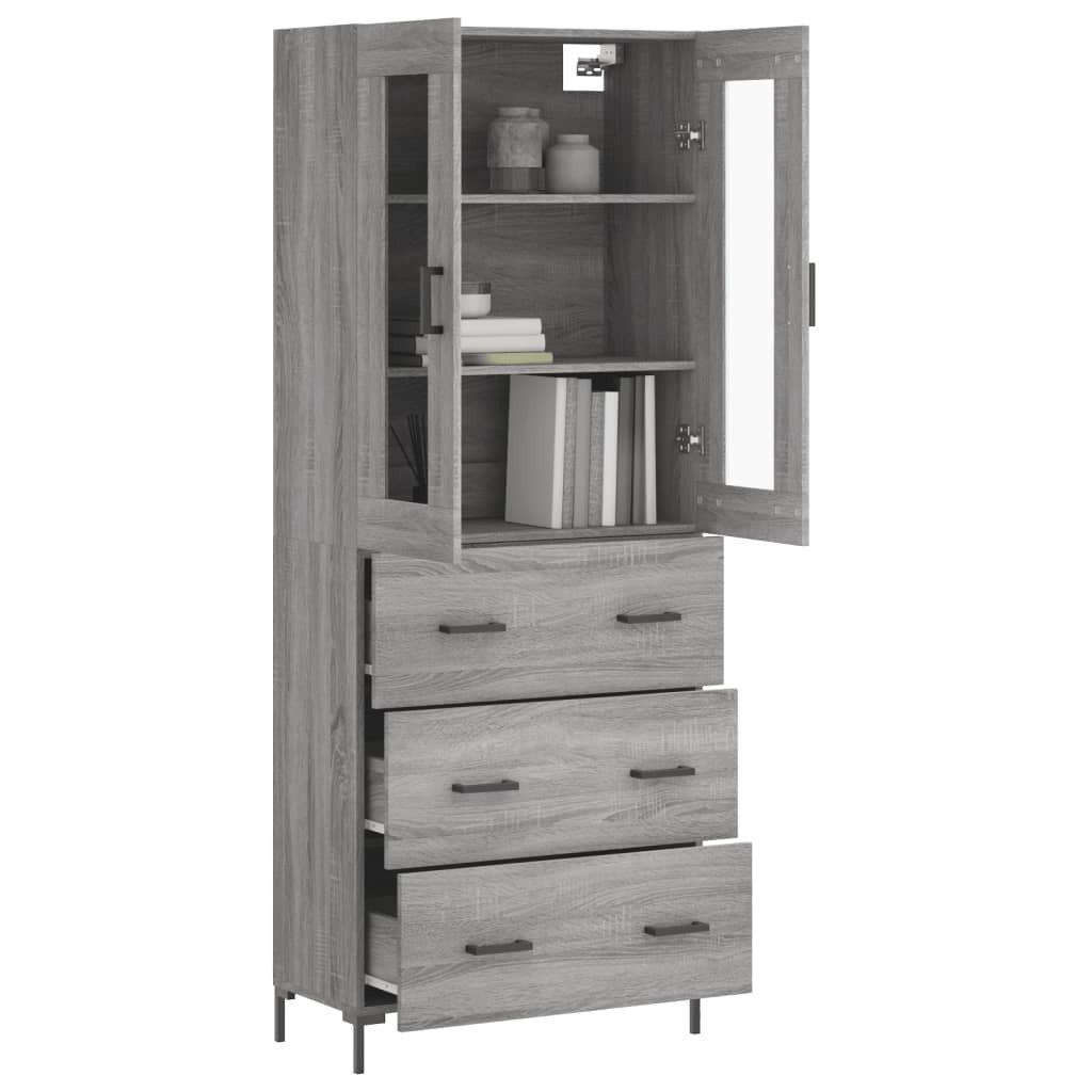 Highboard Grey Sonoma 69.5x34x180 cm Engineered Wood