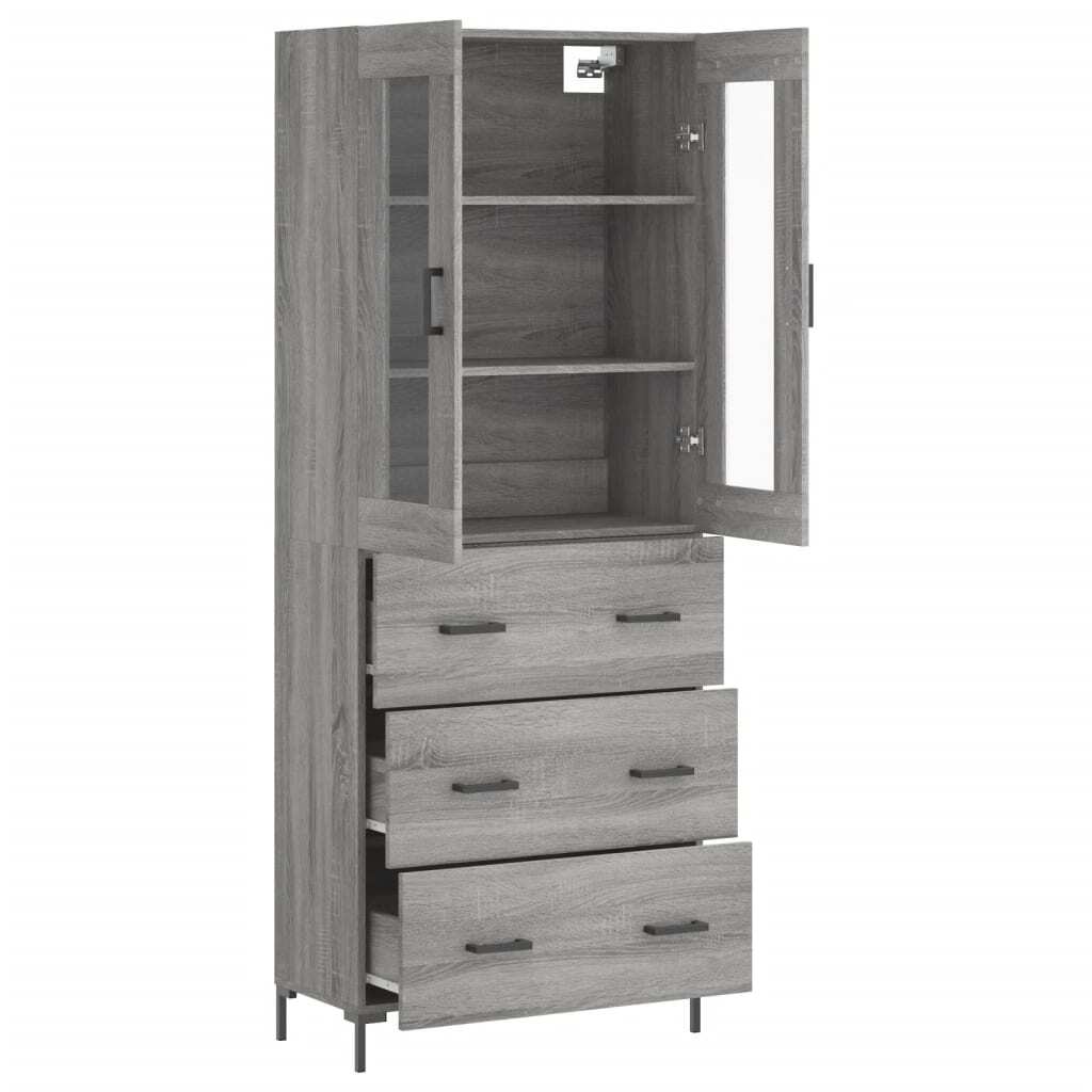 Highboard Grey Sonoma 69.5x34x180 cm Engineered Wood
