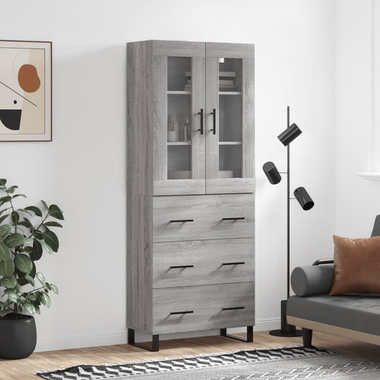 Highboard Grey Sonoma 69.5x34x180 cm Engineered Wood