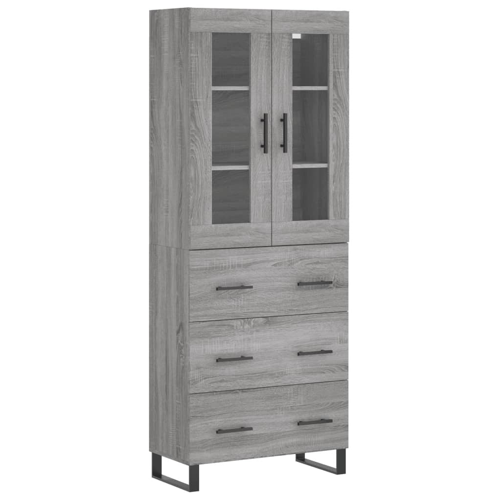 Highboard Grey Sonoma 69.5x34x180 cm Engineered Wood