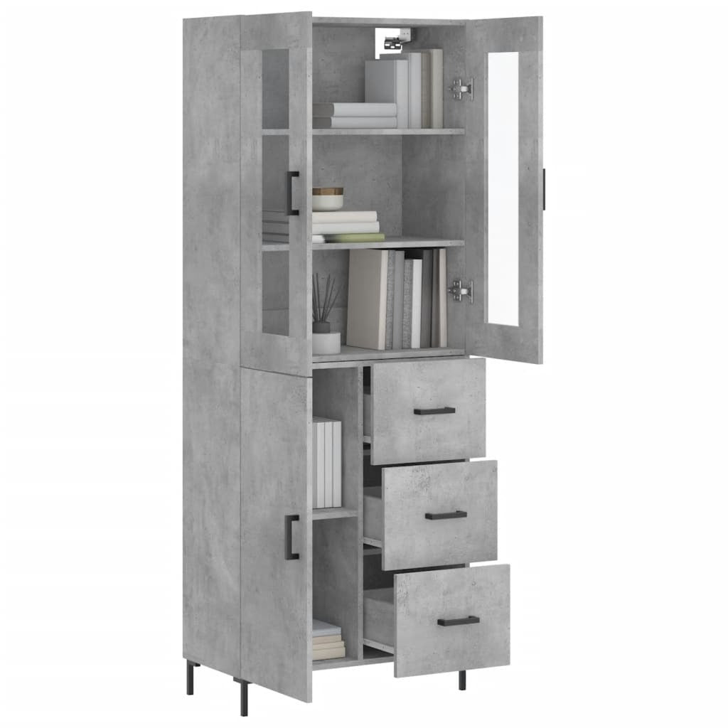Highboard Concrete Grey 69.5x34x180 cm Engineered Wood