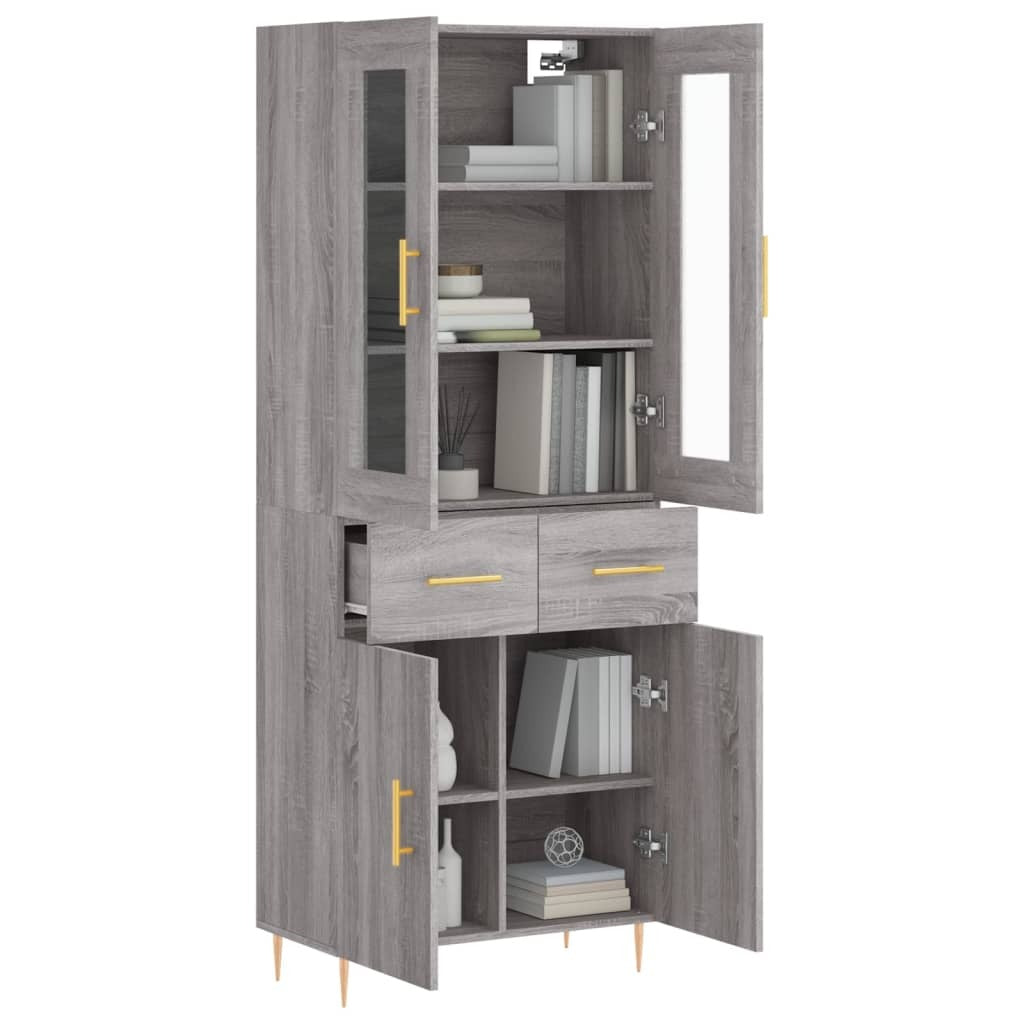 Highboard Grey Sonoma 69.5x34x180 cm Engineered Wood