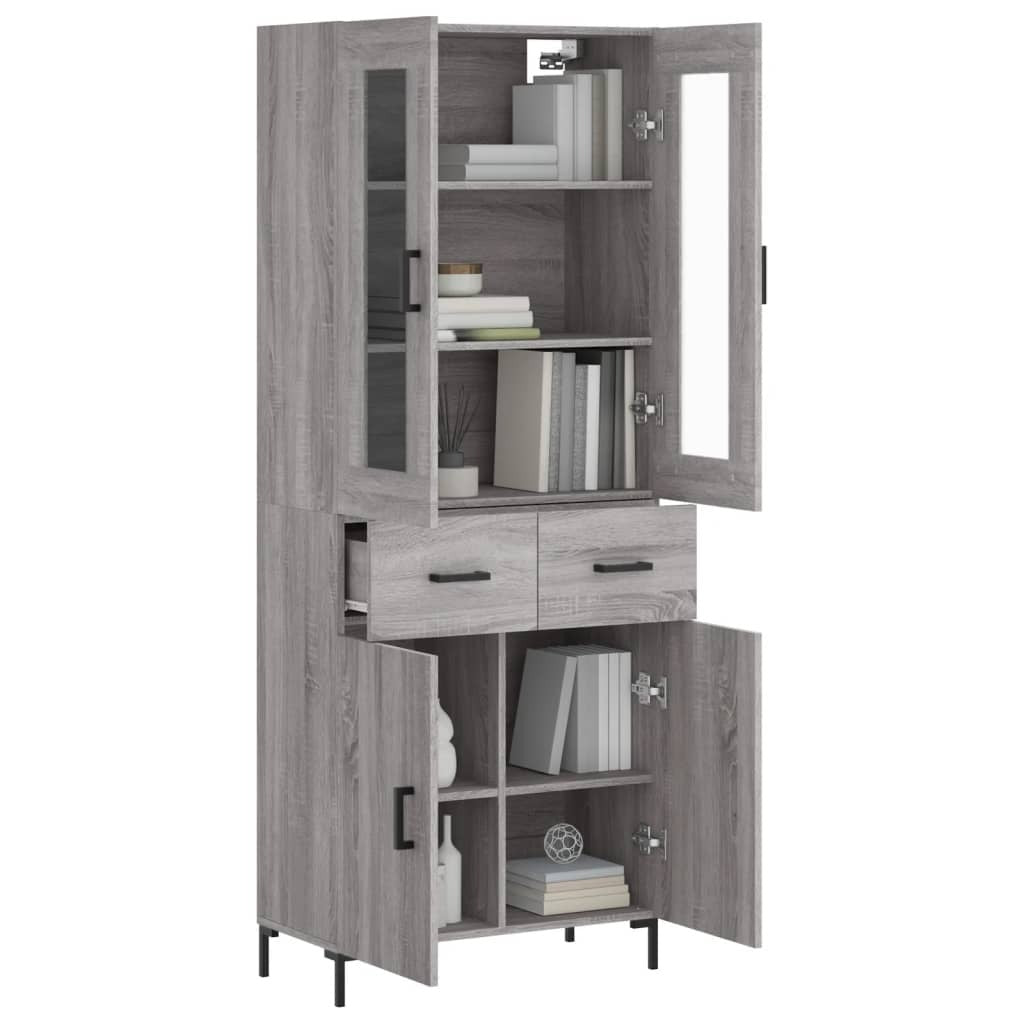 Highboard Grey Sonoma 69.5x34x180 cm Engineered Wood