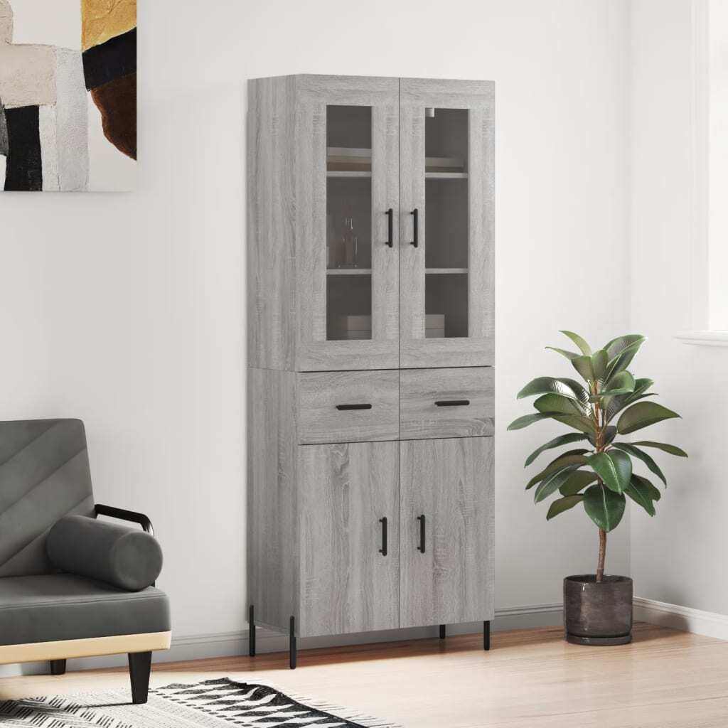 Highboard Grey Sonoma 69.5x34x180 cm Engineered Wood