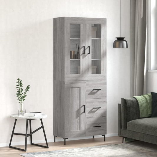 Highboard Grey Sonoma 69.5x34x180 cm Engineered Wood