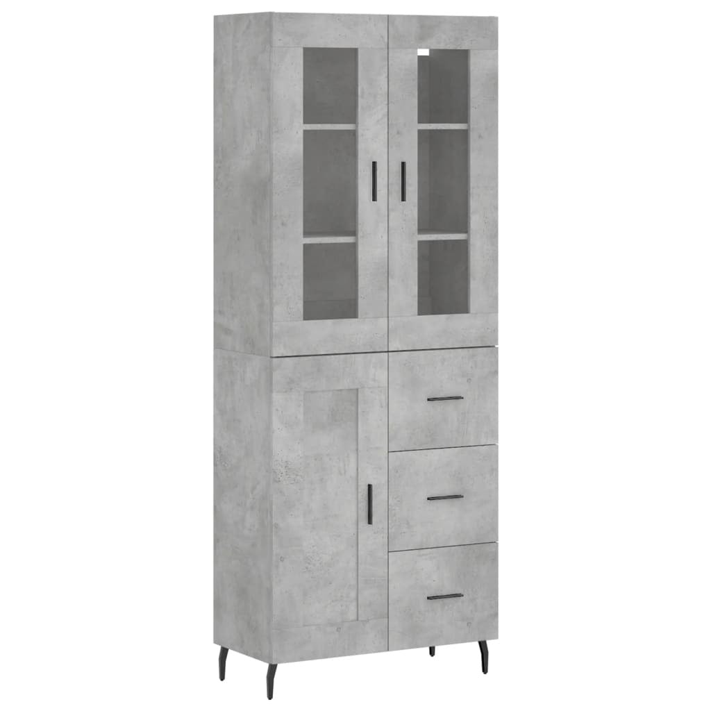Highboard Concrete Grey 69.5x34x180 cm Engineered Wood