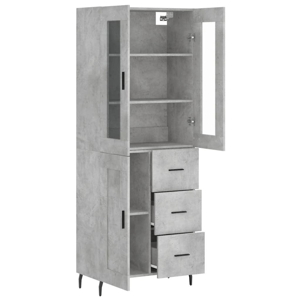 Highboard Concrete Grey 69.5x34x180 cm Engineered Wood