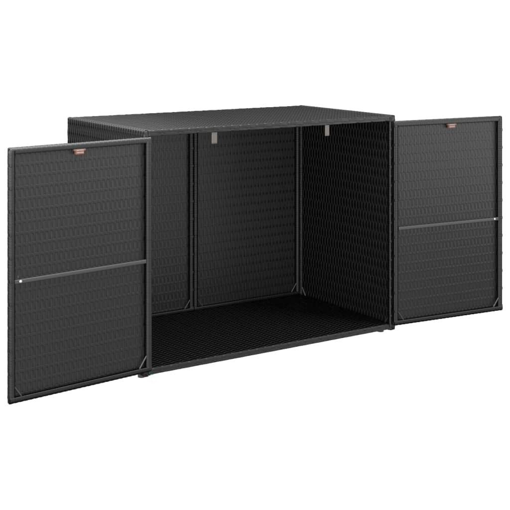 Garden Storage Cabinet Black 100x55.5x80 cm Poly Rattan