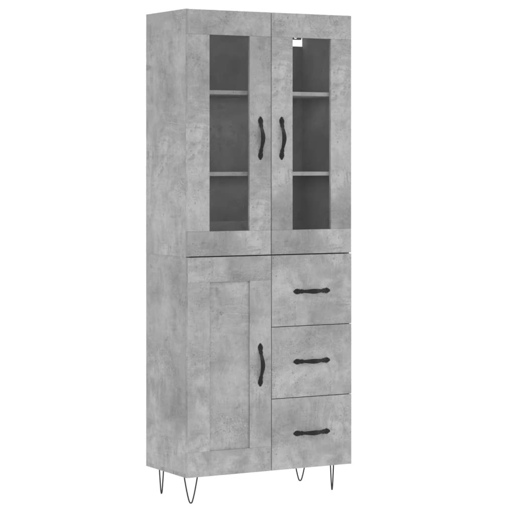 Highboard Concrete Grey 69.5x34x180 cm Engineered Wood