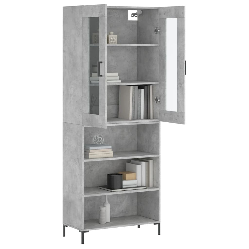 Highboard Concrete Grey 69.5x34x180 cm Engineered Wood