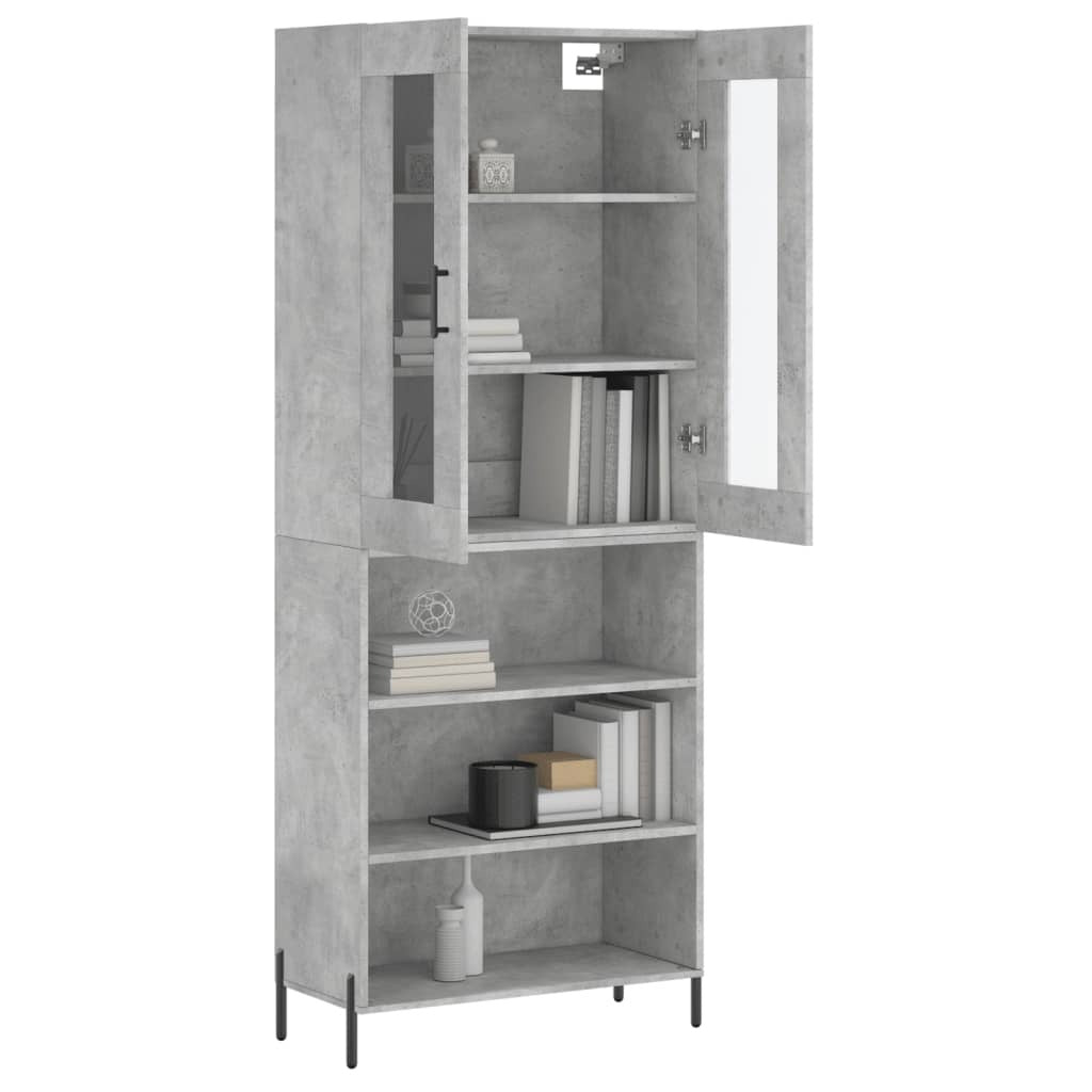 Highboard Concrete Grey 69.5x34x180 cm Engineered Wood