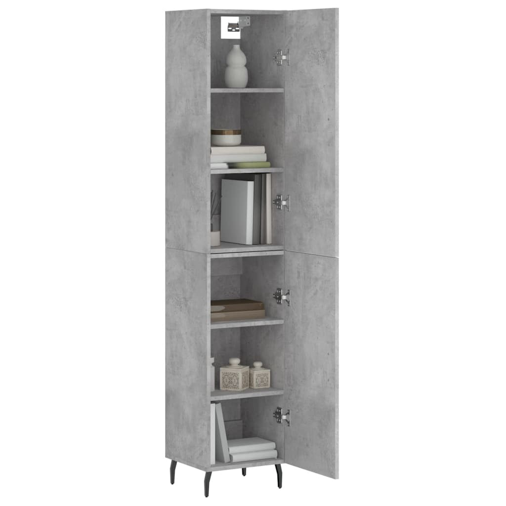 Highboard Concrete Grey 34.5x34x180 cm Engineered Wood