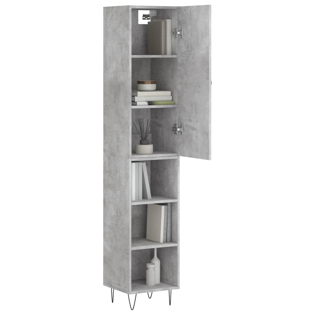 Highboard Concrete Grey 34.5x34x180 cm Engineered Wood