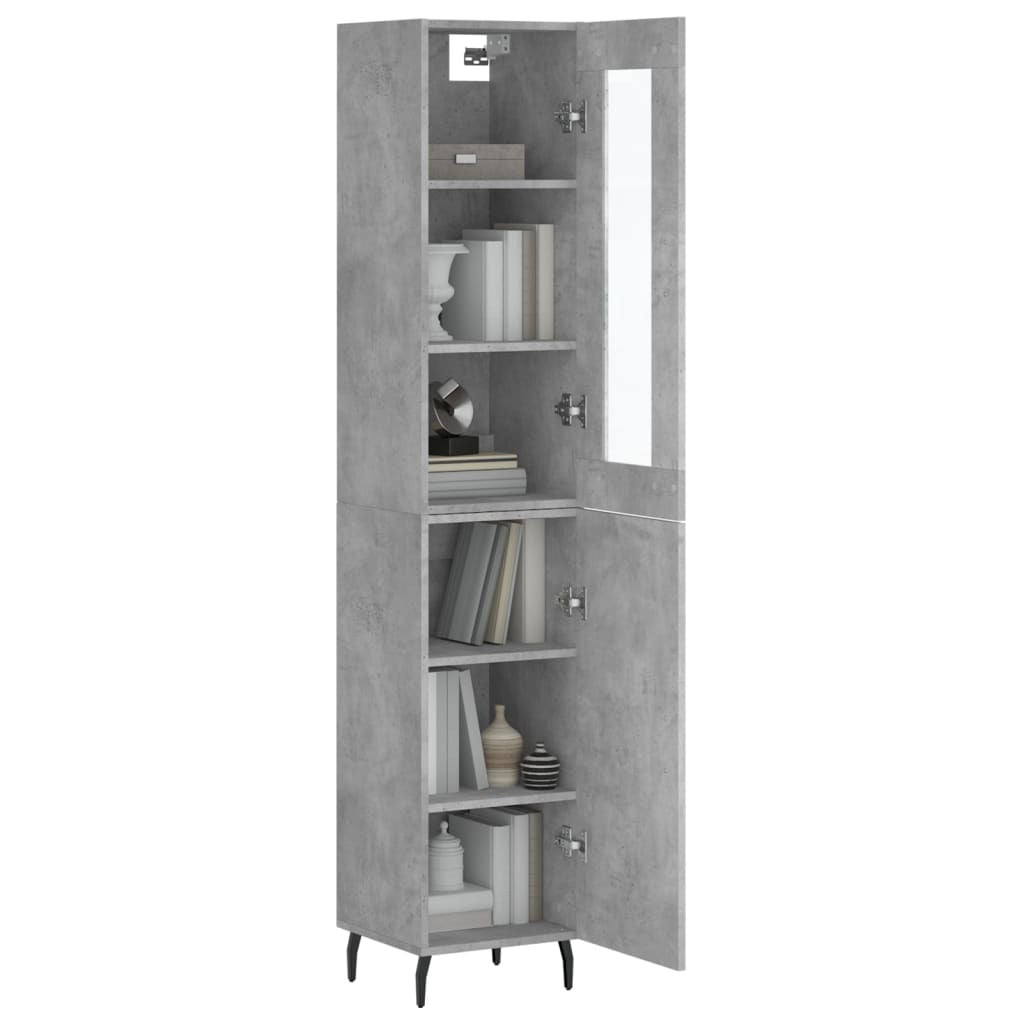 Highboard Concrete Grey 34.5x34x180 cm Engineered Wood