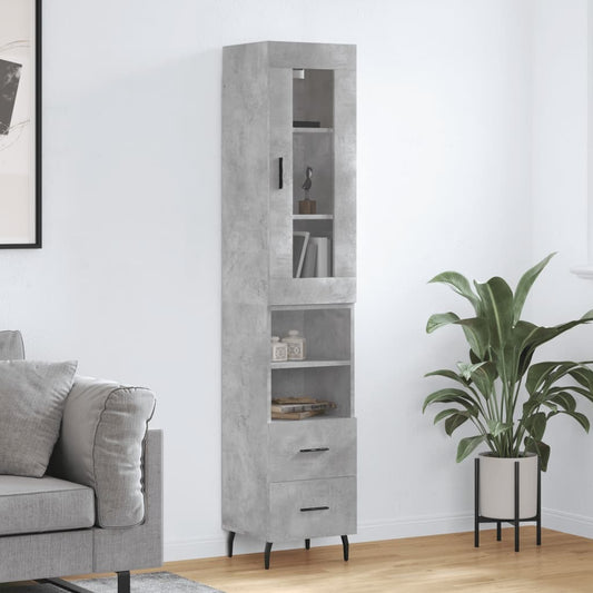 Highboard Concrete Grey 34.5x34x180 cm Engineered Wood