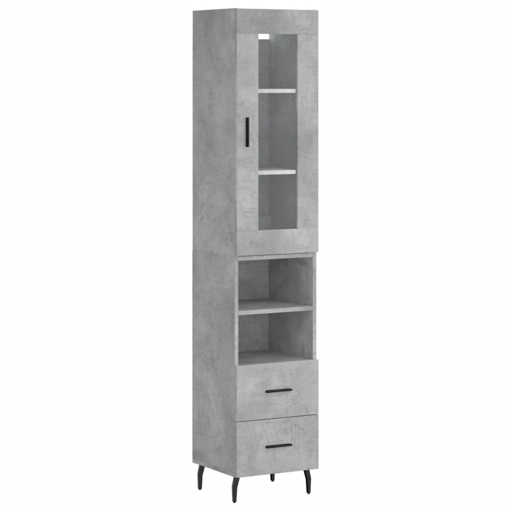 Highboard Concrete Grey 34.5x34x180 cm Engineered Wood