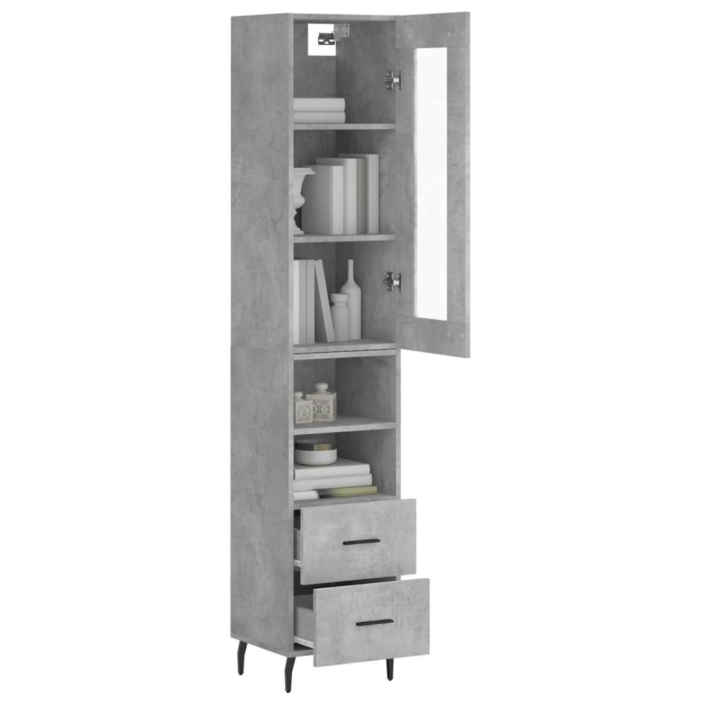 Highboard Concrete Grey 34.5x34x180 cm Engineered Wood