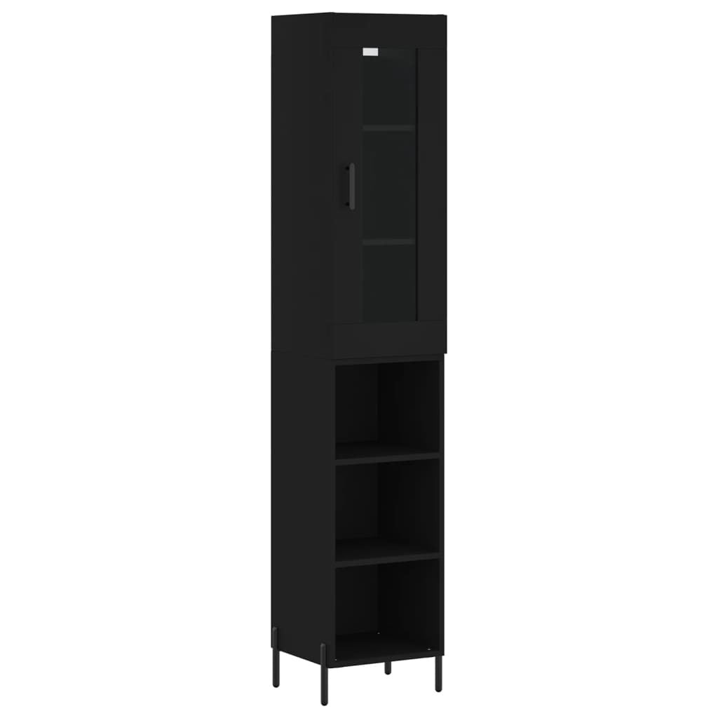 Highboard Black 34.5x34x180 cm Engineered Wood