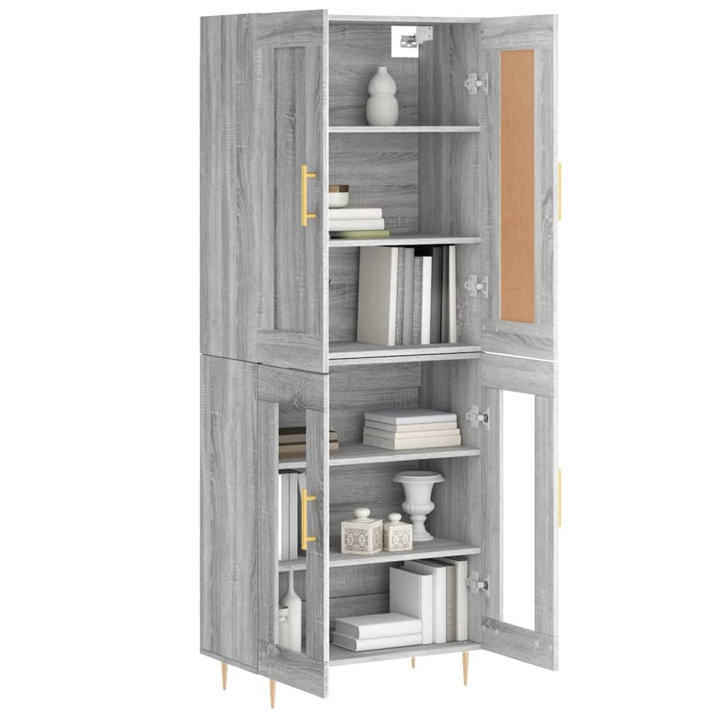 Highboard Grey Sonoma 69.5x34x180 cm Engineered Wood