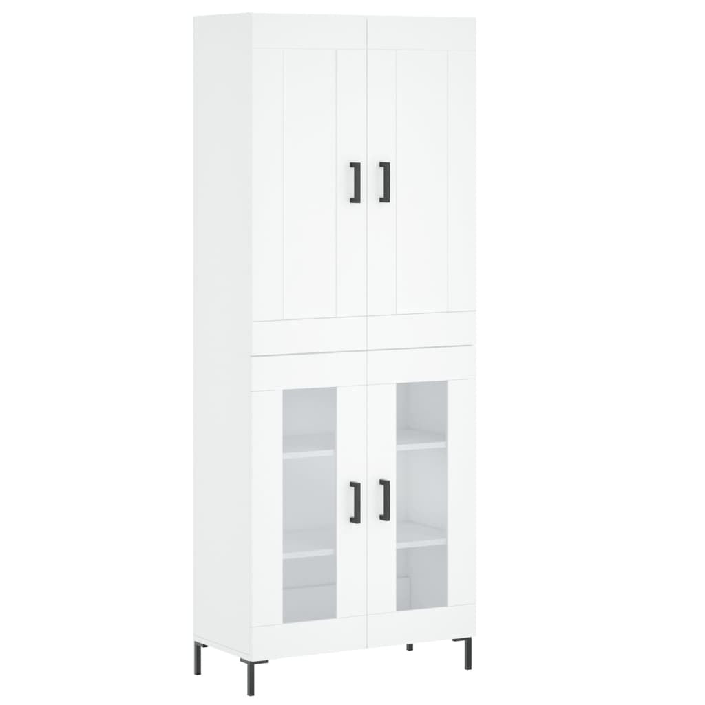 Highboard White 69.5x34x180 cm Engineered Wood